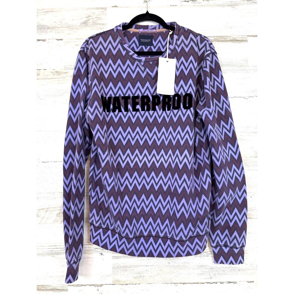 Scotch & Soda Womens M Purple Talk To The Hand Chevron Sweatshirt Y2K NWT